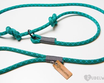 Rudelwohl. Retrieverleine/Moxonleine "Turquoise water"/leash/Dog leash/Tauleine