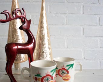 Mod Christmas Mugs, Vintage Lillian Vernon Mugs, Ornament Mugs, Christmas Mugs, Christmas Cups, Retro Christmas, Vintage Christmas
