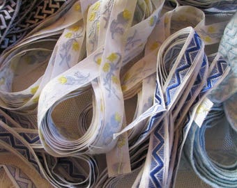 16-3/8 Yards Vintage Italy Trim Sampler Mix Assorted Widths Lengths & Colors BD-BLKBL
