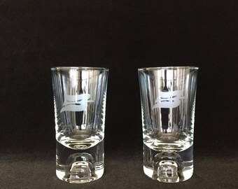 shot glasses crystal Hadeland Norway vintage tequila barware holidays libations
