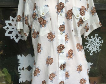 Vintage Sheer floral Men's Pearl Snap Western Shirt