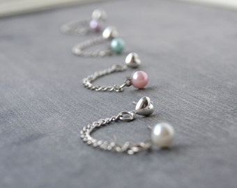 Pearl Double Lobe Pierce Earrings (Set of 2)