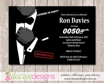 James Bond 007 Birthday Invitation - YOU PRINT - BD143TA