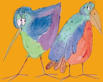 tweet, tweet notecards handpainted by sheilatrowbridge