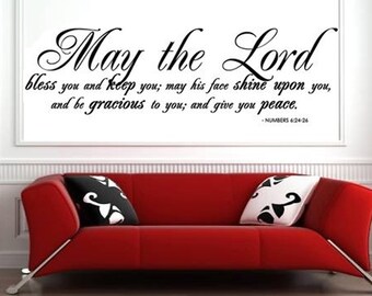 Wall Decal May the Lord Bless You and Keep You Scripture Wall Decal Quote Art X LARGE 47x14