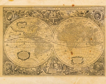 Vintage World Map Print 8x10 P46