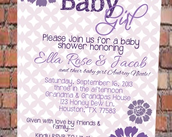 Girl Baby Shower Invitation It's a girl Pink And Banner