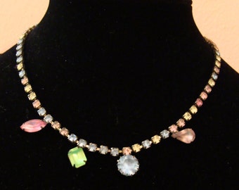 Vintage Frosted pastel rhinestone necklace