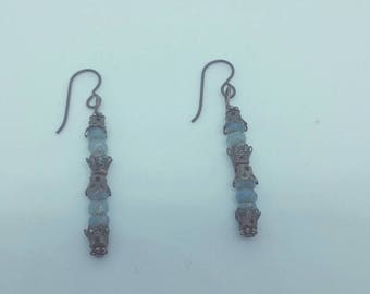 0151-Antique Brass with Czech Glass Bead earrings
