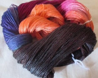 Hand dyed Tencel Yarn - 4/2 Tencel Lace Wt. Yarn CANTERBURY - 420 yards