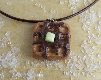 Waffle Necklace, Breakfast Necklace, Syrup Necklace, Breakfast Jewelry, Waffle Jewelry, Food Jewelry, Breakfast Waffle Necklace, Waffle