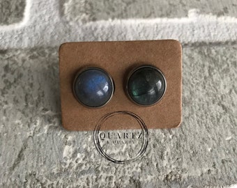 Labradorite 10mm Stud Earrings NICKEL FREE