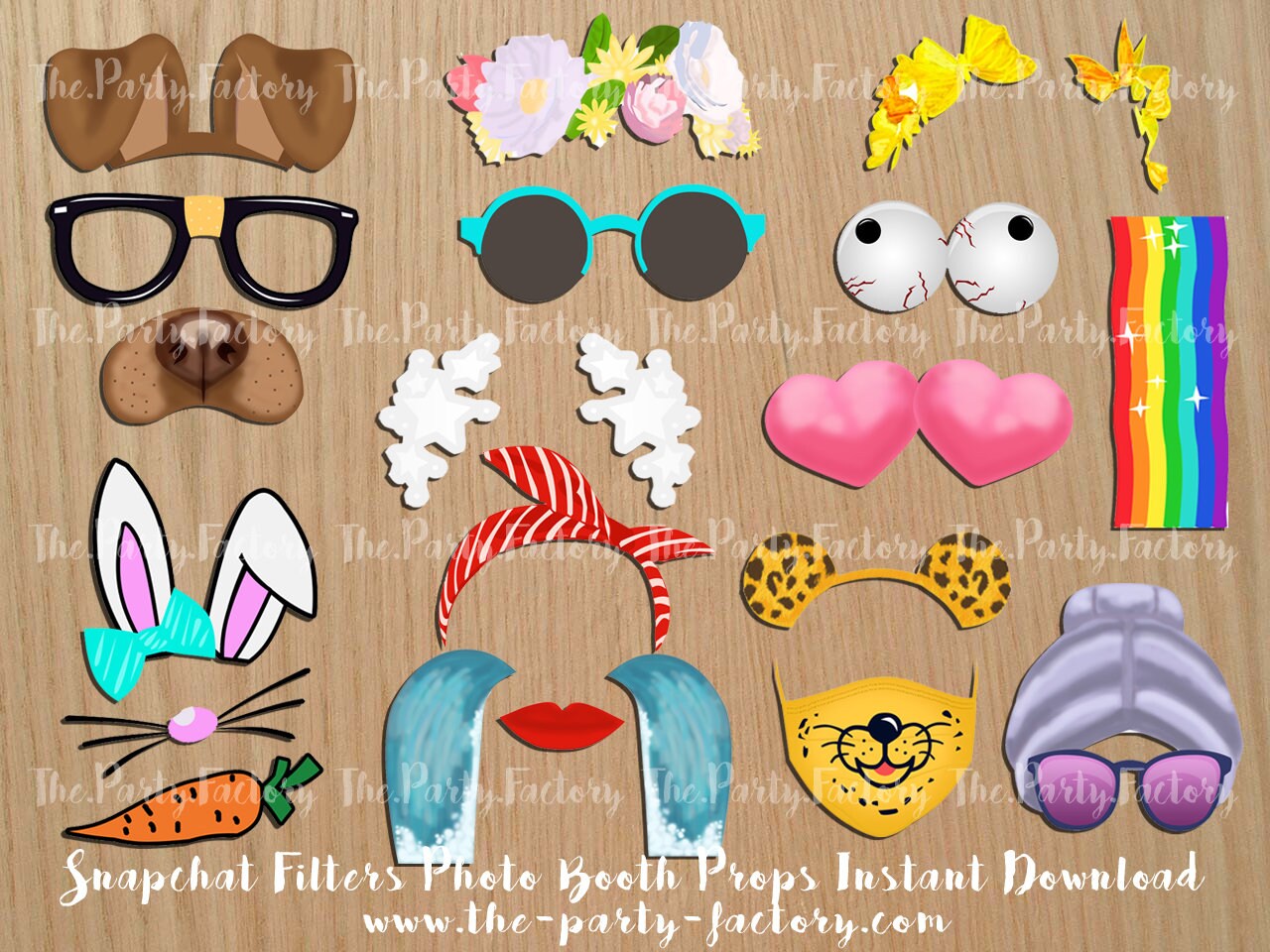 Snapchat Filters 3 Photo Booth Props Instant Download