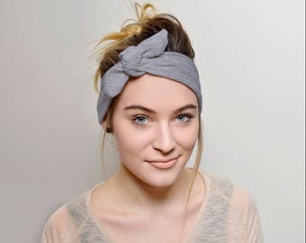 Grey adult headband, headbands for women, Top Knot Headband Adult Women's Hair Accessories