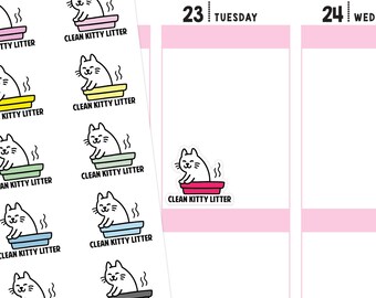 Clean Kitty Litter Planner Stickers, Kitty Little Stickers, Cat Stickers, Cat Litter Stickers, Pet Planner Stickers, Pet Stickers
