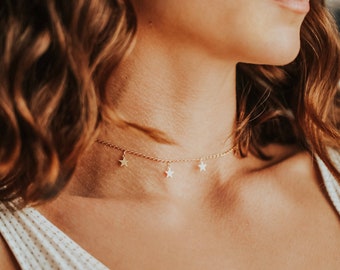 Gold choker - choker necklace - dainty choker - star choker - star necklace - layering necklace - simple choker