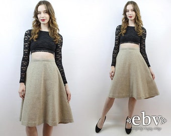 High Waisted Skirt High Waist Skirt Oatmeal Skirt Work Skirt Secretary Skirt 70s Skirt 70s Knee Skirt 70s Skirt Vintage Skirt 1970s Skirt