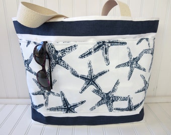 Large Beach Bag - Starfish - Starfish Beach Bag - Beach Tote - Beach Tote Bag - Starfish Wedding