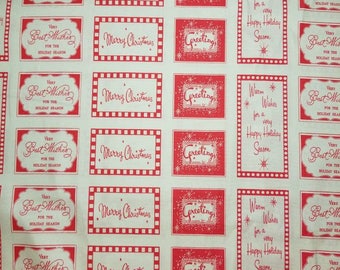 Cosmo Cricket DEAR MR. CLAUS red holiday tags Fat Quarter cotton quilting fabric