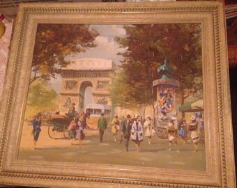 Vintage Paris Scene Painting