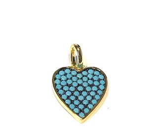 Turquoise OR black on black* heart pendant