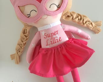 Pink Superhero - Superhero Girl - Superhero Doll - Handmade doll - Dress up Doll - Girls Doll - Girls Gift
