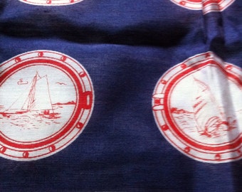 Sale Vintage Red, White & Blue Nautical Scarf Sailboat Stripes