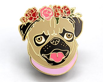 Pug Lover Gift, Enamel Pin, Pug Dog Lover Gift, Pug Enamel Pin, Pin collection, Gift for Dog Lover, Gift for Her, Gift for Him, Flair