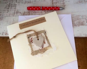 Bespoke hand-made greeting card, ceramic greetings card. Wedding, birthday, Valentine's Day, christmas card, love card, one off design.