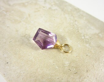 Genuine Amethyst Pendant - 14k Gold Pendant - Natural Gemstone Pendant - Purple Stone Pendant - February Birthstone Pendant
