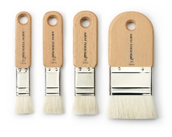 4 Short Cut Goat Tail Pottery Glaze Brush Set, Xiem Short Cut Glaze Brushes, Xiem Tools Glaze Brush, Ceramic Glaze Underglazes Brushes
