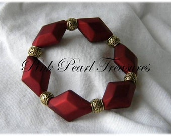 Burgandy Diamond stretch bracelet