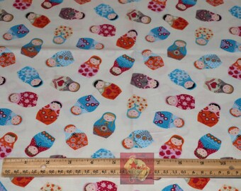 1/2 Yard Timeless Treasures Fabrics Russian Babushka Dolls Cream NEW