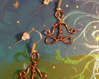 Lotus Pose Meditation Copper Earrings