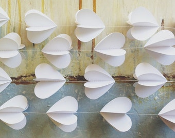 3D Wedding Garland, Party Decoration, Custom Color Length, Hearts, Bridal Shower, Paper Decoratio, Wedding Decor, 3D Garland,
