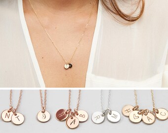 Personalized Disk Necklace, Gifts for Her, Custom Initials, Mothers Necklace, Mom Jewelry, Custom Hand Stamped, Mom Necklace, Gift for Mom