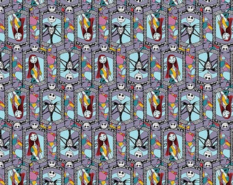 Nightmare Before Christmas Fabric Sally and Jack Stained Glass Fabric From Springs Creative 100% Cotton