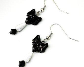 White bow tie earrings
