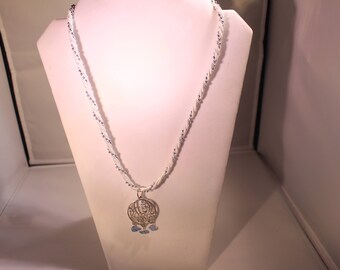 White/silver corded necklace