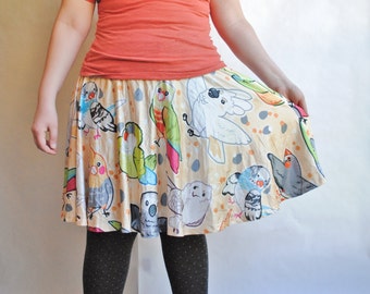 Pet Birds Skater Skirt