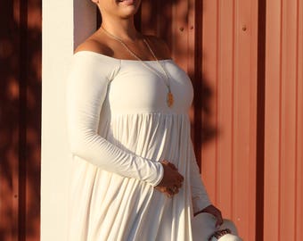 20% OFF! Sunshine plus size dress/off the shoulder/maxi dress/variable sleeves length/variable dress length/plus size clothing/strapless/