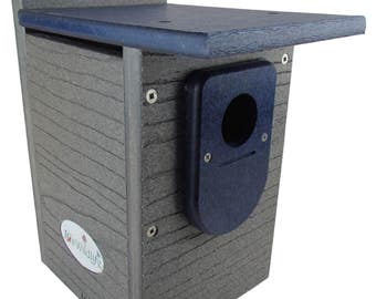 JCs Wildlife Recycled Poly Lumber Gray and Blue Standard Bluebird Bird House