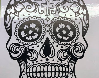 Sugar Skull Dog Sticker Day of the Dead Vinyl Decal or Car