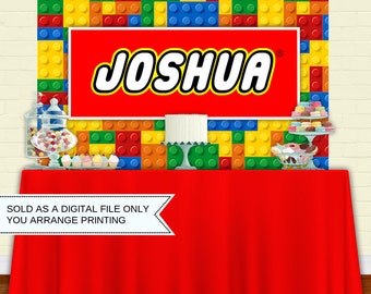 Printable Building Blocks Backdrop | Party Banner | Poster | Signage | Personalised | Printable Backdrop | Birthday Backdrop