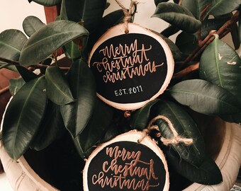 Rustic Wood Ornaments| Birch Wood Round Ornaments| Custom Christmas Ornaments| Farmhouse Style Custom Ornaments| Woodland Theme Ornaments