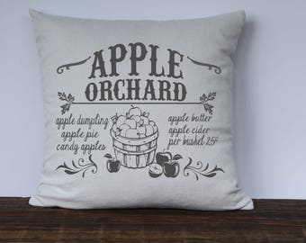 Farmhouse Fall Pillow Cover, Apple Orchard Pillow Cover, Fall Decor, Decorative Couch Pillow Cover,