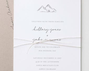 Mountains Wedding Invitation Sample | Mountain Wedding Invitations | Wedding Invites | Rustic Wedding Invitation | Mountain Illustration