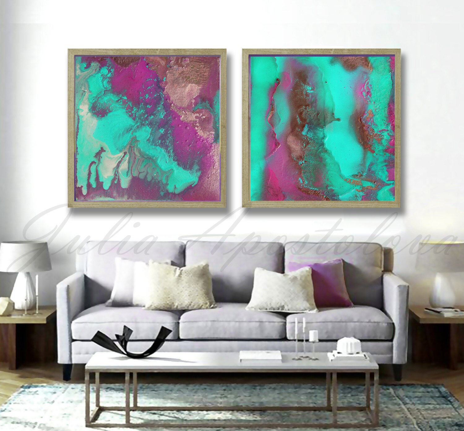 80inch Large Wall Art Print Diptych Painting Two Piece Set