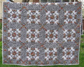 Handmade quilt -black, white and brights