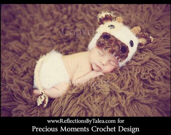 Baby Cow Hat and Diaper Cover, Newborn Cow Hat and Diaper Cover, Newborn PHOTO PROP, Cow Hat, Crochet Cow Hat, White Brown Cow, Newborn Hat